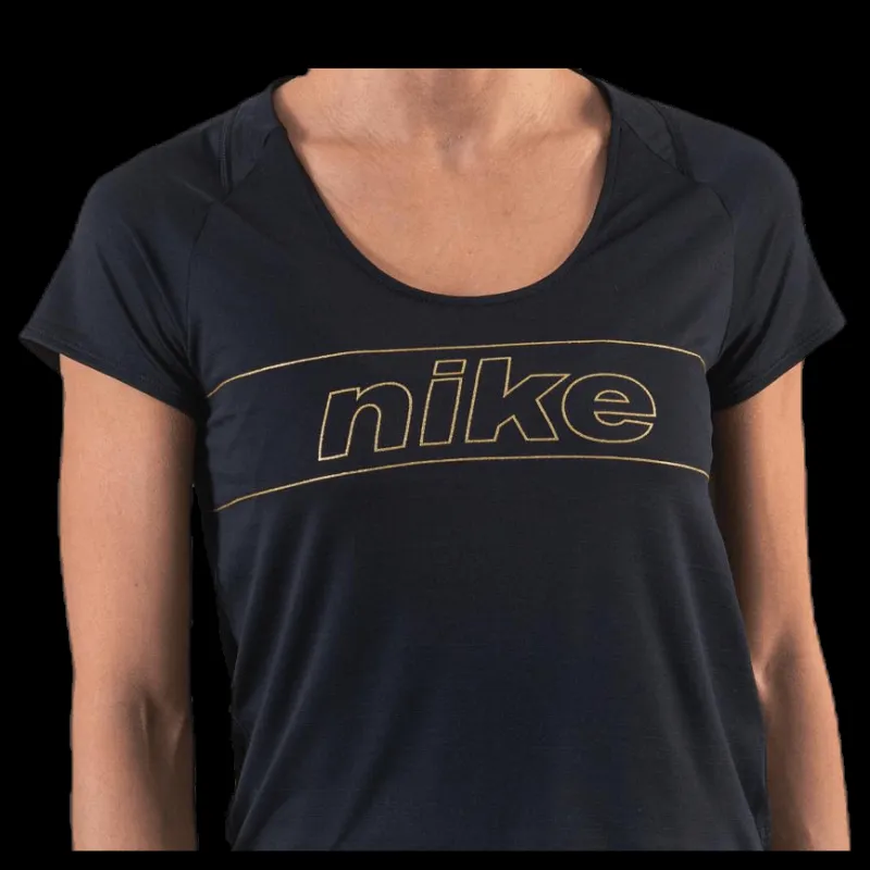 Nike Glam Top SS 10K Black/Gold Svart Best