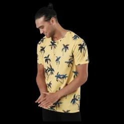 Sale Jack & Jones Hazy Aop Tee Ss Crew Neck Sahara Sun Gul