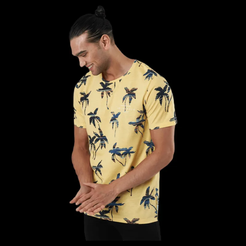 Sale Jack & Jones Hazy Aop Tee Ss Crew Neck Sahara Sun Gul