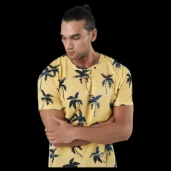 Sale Jack & Jones Hazy Aop Tee Ss Crew Neck Sahara Sun Gul