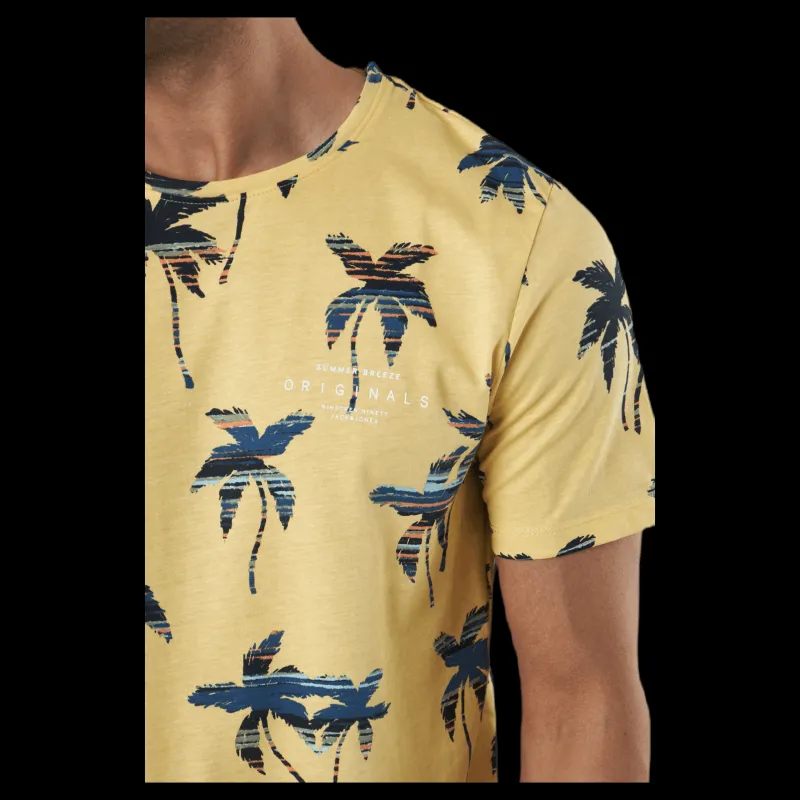 Sale Jack & Jones Hazy Aop Tee Ss Crew Neck Sahara Sun Gul