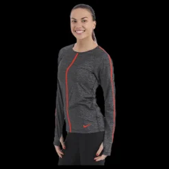 Nike Heather Hypercool Top LS Black Svart Clearance