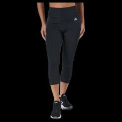 adidas High Rise 3-Stripes 3/4 Sport Tights Black / White Svart Best