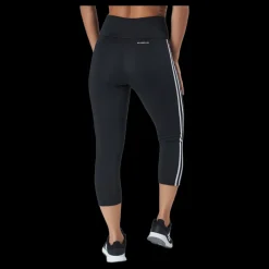 adidas High Rise 3-Stripes 3/4 Sport Tights Black / White Svart Best