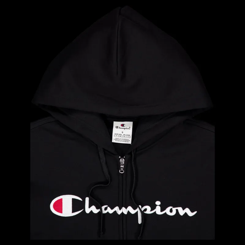 Best Champion Hooded Full Zip Sweatshirt Black Beauty Svart
