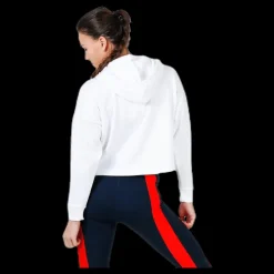 Tommy Hilfiger Sport Hoody Cropped Vertical Logo White Vit Hot