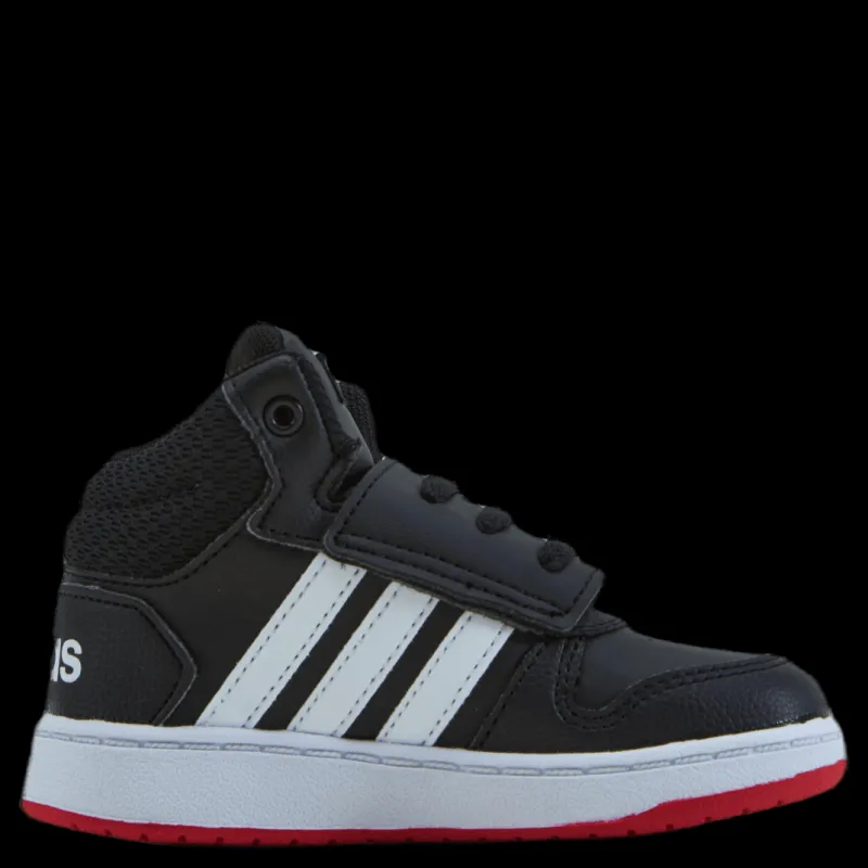 New adidas Hoops 2.0 Mid Shoes Core Black / Cloud White / Vivid Red Svart
