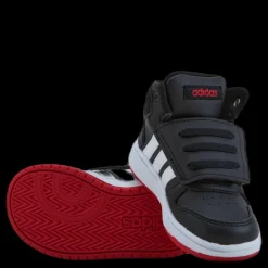 New adidas Hoops 2.0 Mid Shoes Core Black / Cloud White / Vivid Red Svart