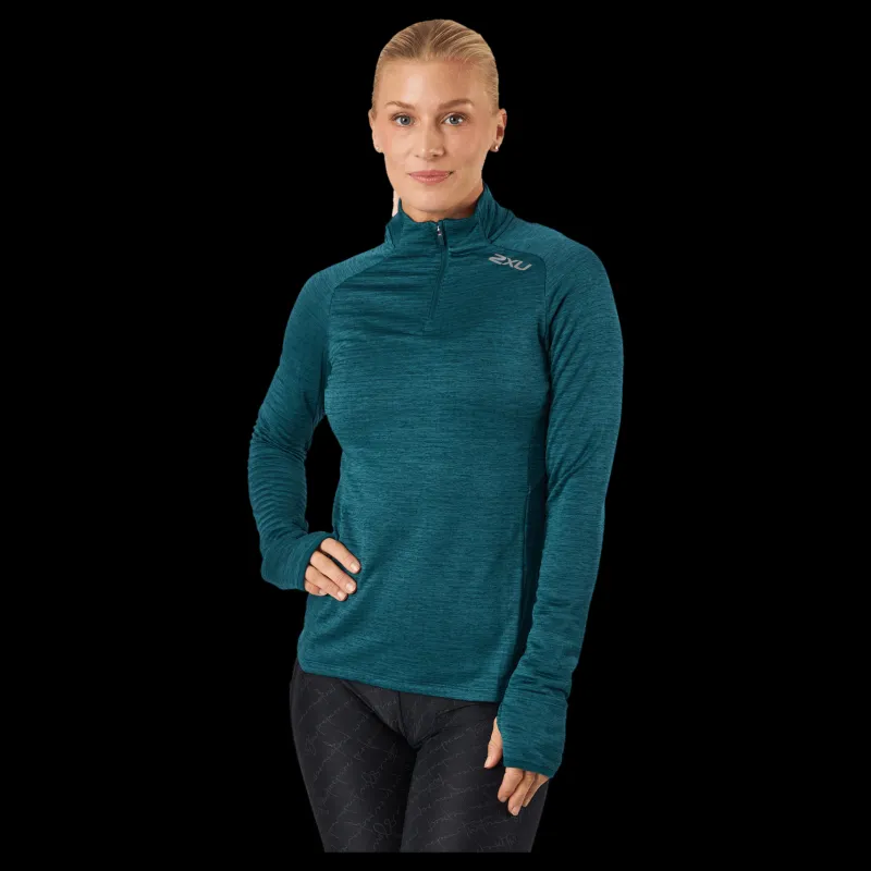 2XU Ignition 1/4 Zip Deep Jade/silver Reflective Turkos Hot