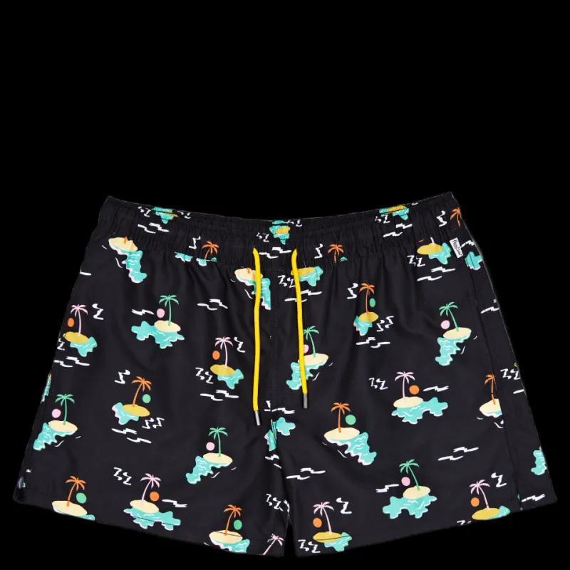 Happy Socks Island In The Sun Swim Shorts Black/multi Flerfärgad Sale