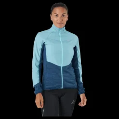 New Odlo Jacket Run Easy Warm Hybrid Blue Wing Teal - Polynya