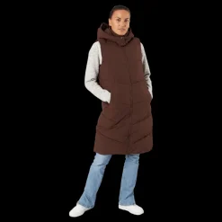 Pieces Jamilla Long Puffer Vest Chicory Coffee Hot