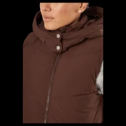 Pieces Jamilla Long Puffer Vest Chicory Coffee Hot
