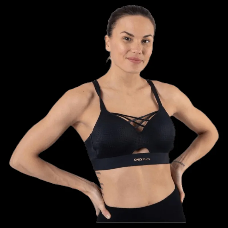 New Only Play Jayda Metallic Sports Bra Black Svart