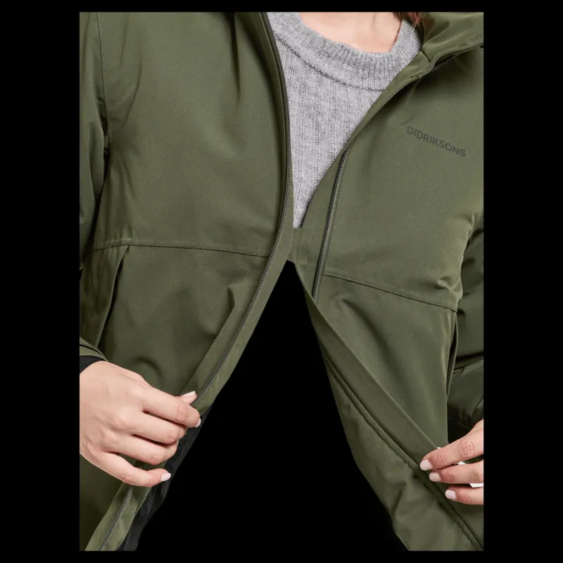 Didriksons Jennie Wns Jkt Deep Green Grå