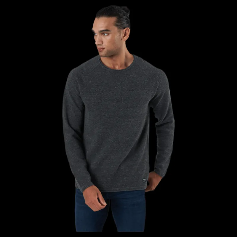 Discount Jack & Jones Jjehill Knit Crew Neck Dark Grey Melange Grå