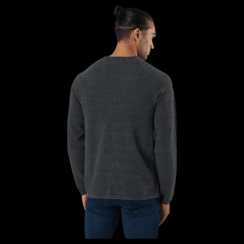 Discount Jack & Jones Jjehill Knit Crew Neck Dark Grey Melange Grå
