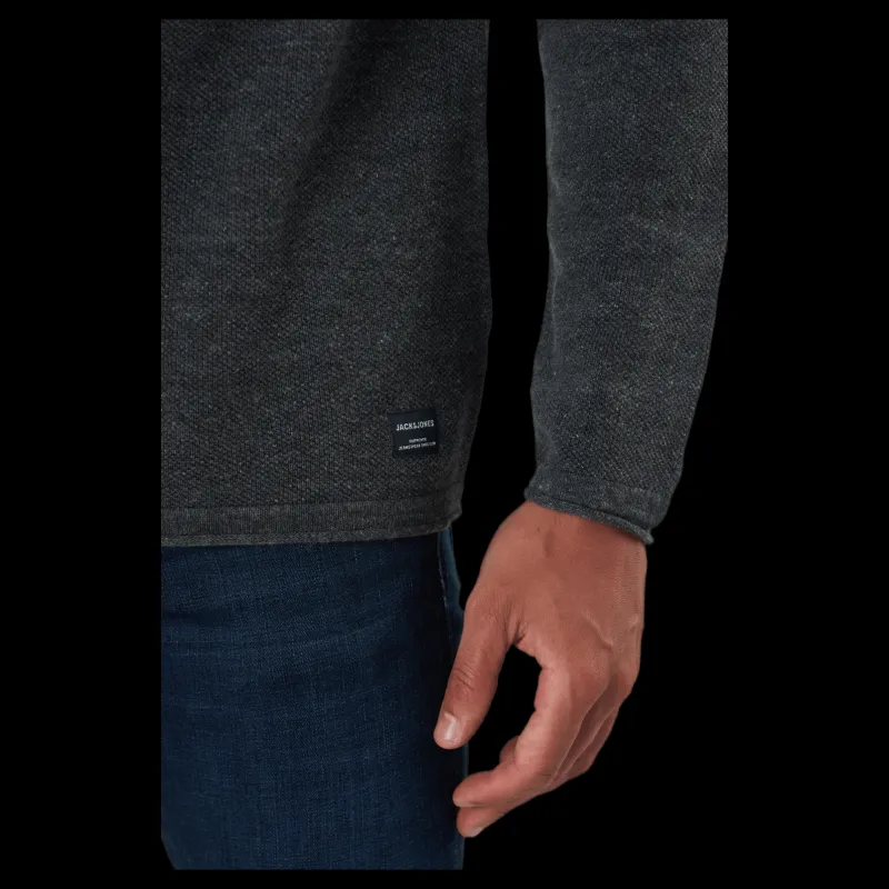Discount Jack & Jones Jjehill Knit Crew Neck Dark Grey Melange Grå