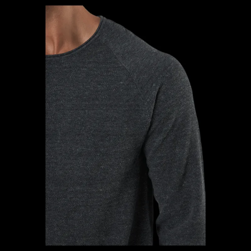 Discount Jack & Jones Jjehill Knit Crew Neck Dark Grey Melange Grå