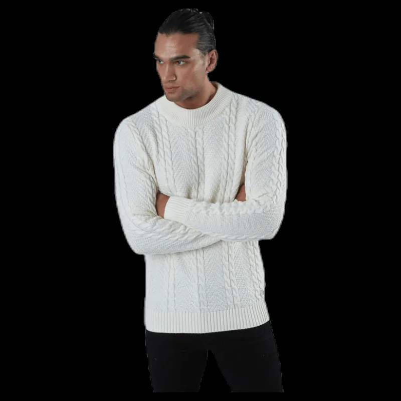 Online Jack & Jones Julian Knit Cable High Neck White Vit