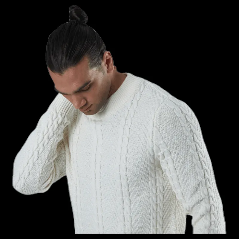 Online Jack & Jones Julian Knit Cable High Neck White Vit