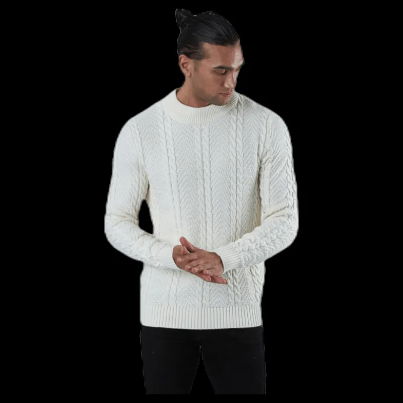 Online Jack & Jones Julian Knit Cable High Neck White Vit