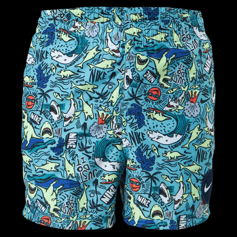 Best Nike Swim Junior 4" Volley Short AOP Blue Flerfärgad