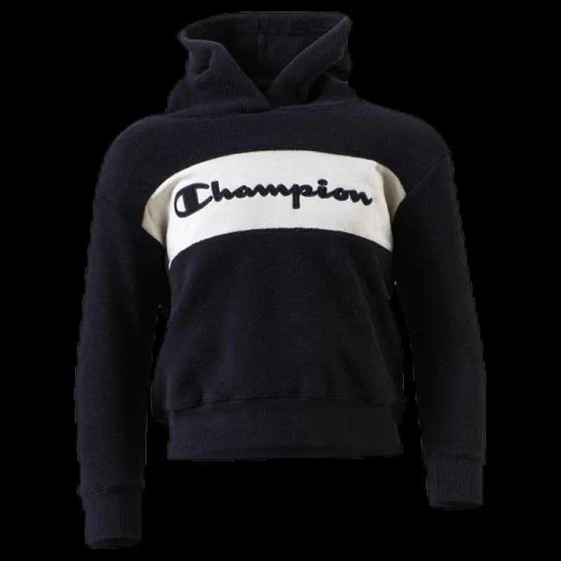 Discount Champion Junior Hooded Polar Fleece Black Svart