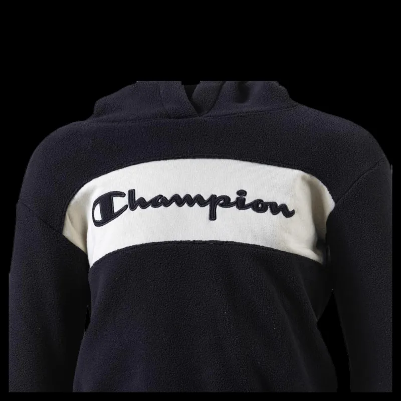 Discount Champion Junior Hooded Polar Fleece Black Svart