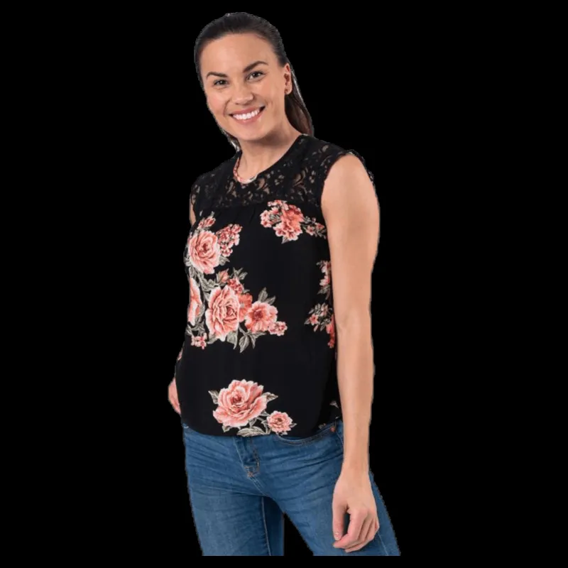 Hot Only Karmen S/L Top Aop Wvn Black Svart