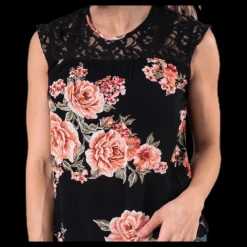 Hot Only Karmen S/L Top Aop Wvn Black Svart