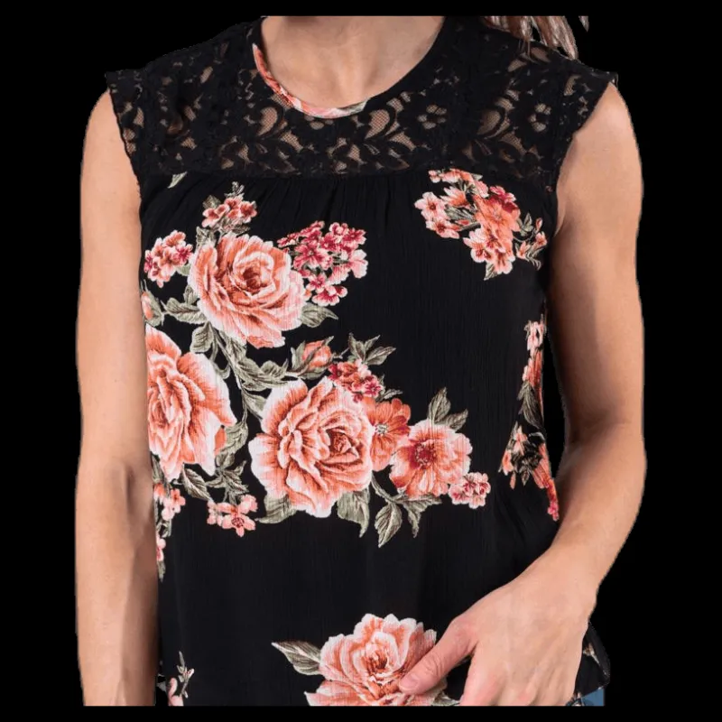 Hot Only Karmen S/L Top Aop Wvn Black Svart