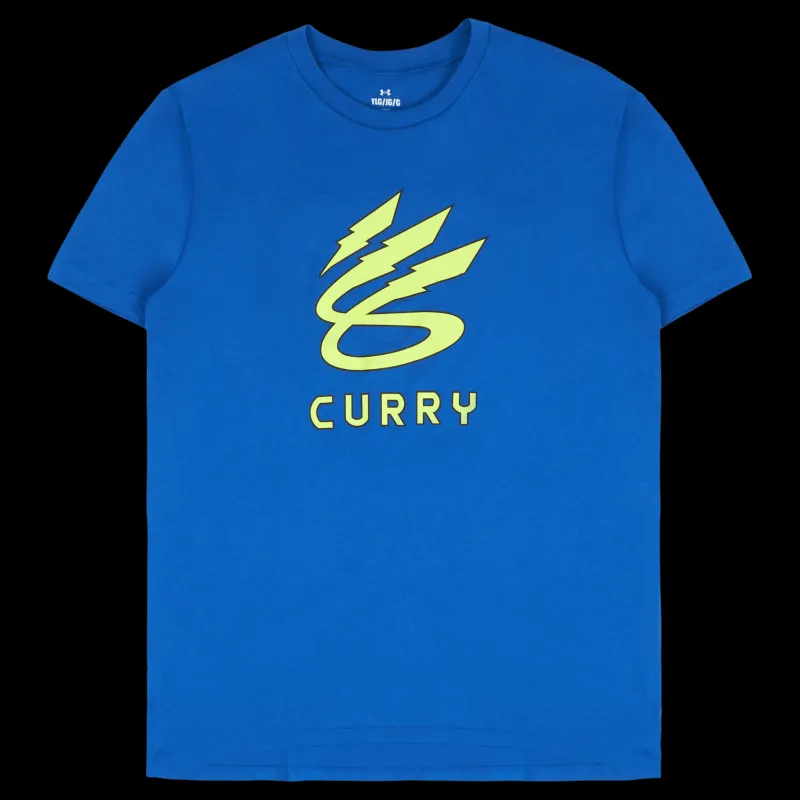 Under Armour KIDS UA CURRY LIGHTNING LOGO SS Blå Sale