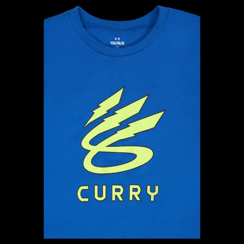 Under Armour KIDS UA CURRY LIGHTNING LOGO SS Blå Sale