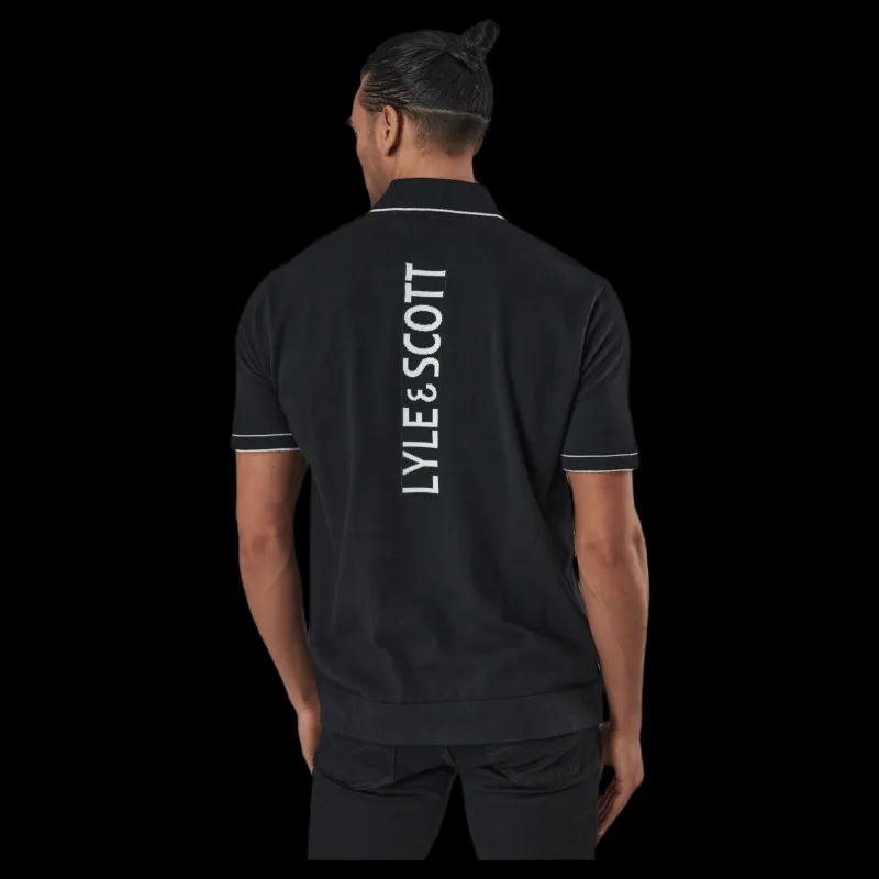 New Lyle & Scott Knitted Branded Polo Black Svart