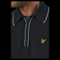 New Lyle & Scott Knitted Branded Polo Black Svart