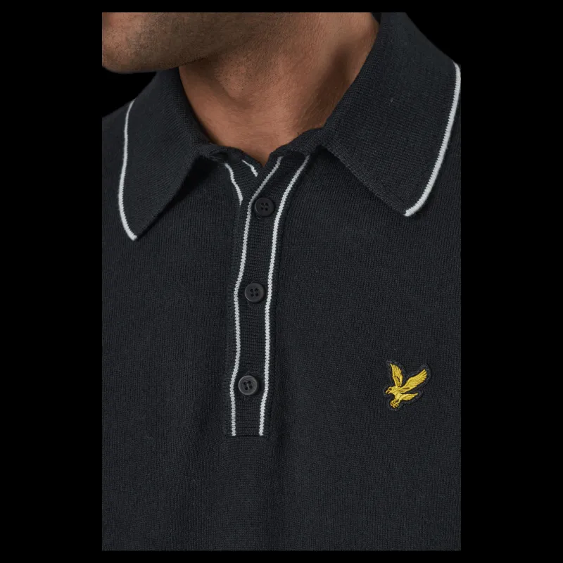 New Lyle & Scott Knitted Branded Polo Black Svart