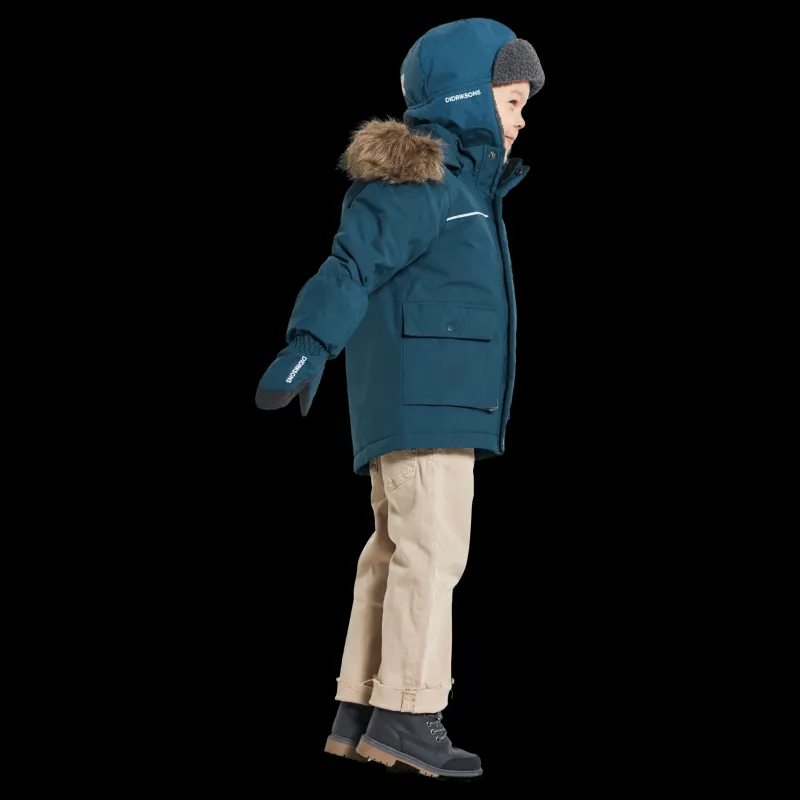 Didriksons Kure Kids Parka 5 Blue Blå Outlet