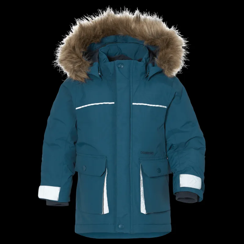 Didriksons Kure Kids Parka 5 Blue Blå Outlet