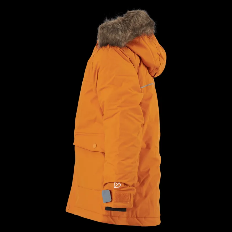 Didriksons Kure Kids Parka 4 Burnt Glow Gul New