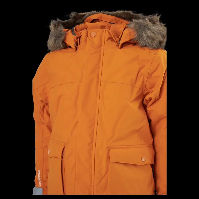 Didriksons Kure Kids Parka 4 Burnt Glow Gul New