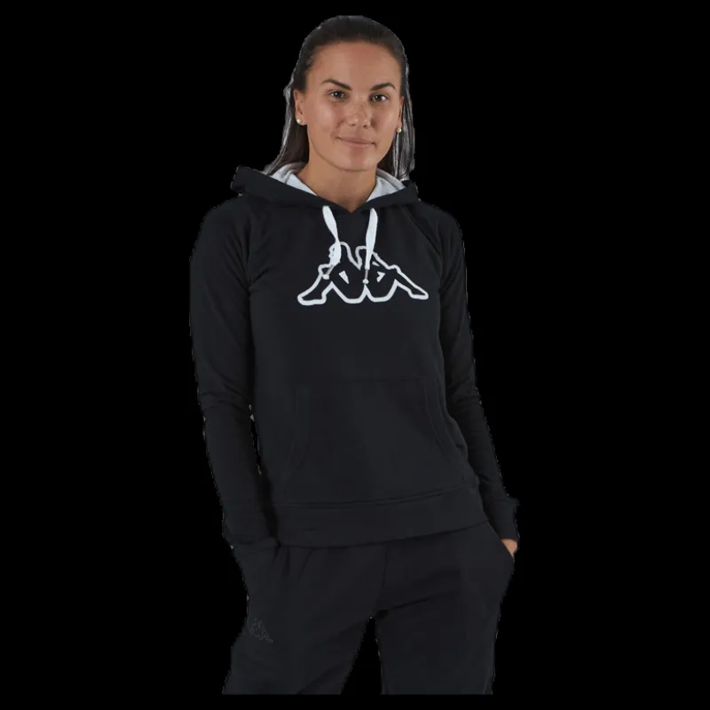 Outlet Kappa Lady Sweat Hood, Logo Zeleril White/Black Vit och Svart
