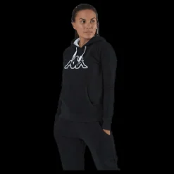Outlet Kappa Lady Sweat Hood, Logo Zeleril White/Black Vit och Svart