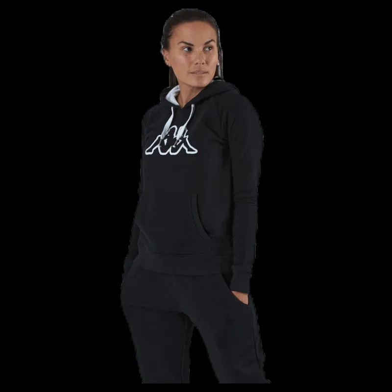 Outlet Kappa Lady Sweat Hood, Logo Zeleril White/Black Vit och Svart