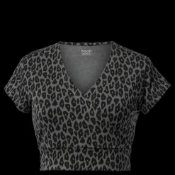 Best Boob Leo Cropped Top Leo Print Grey/black Svart