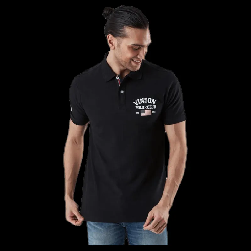 Vinson Polo Club Leslie Pique Shirt Black Svart