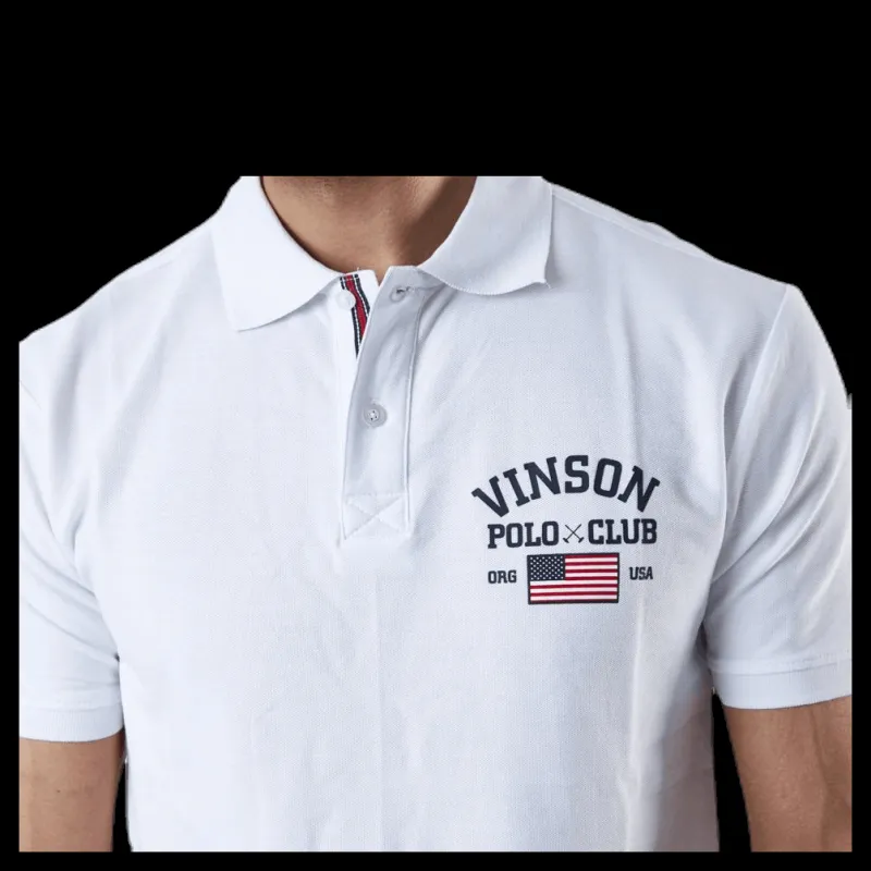 Vinson Polo Club Leslie Pique Shirt White Vit Sale