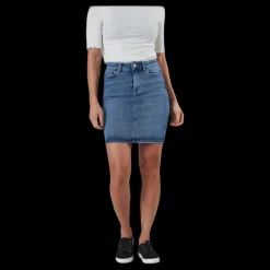 Pieces Lili Mw Denim Skirt Blue Blå Online