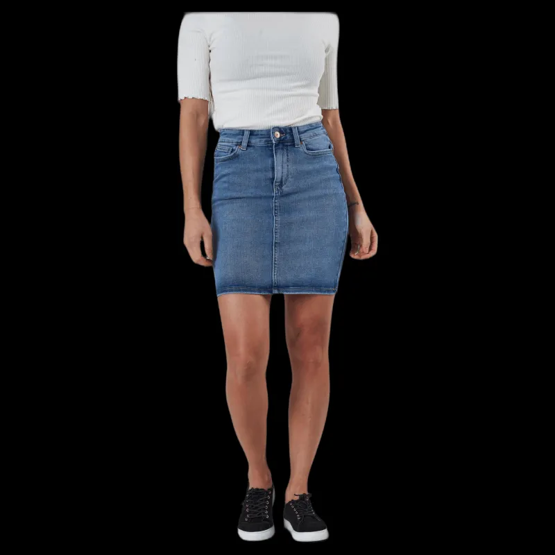 Pieces Lili Mw Denim Skirt Blue Blå Online