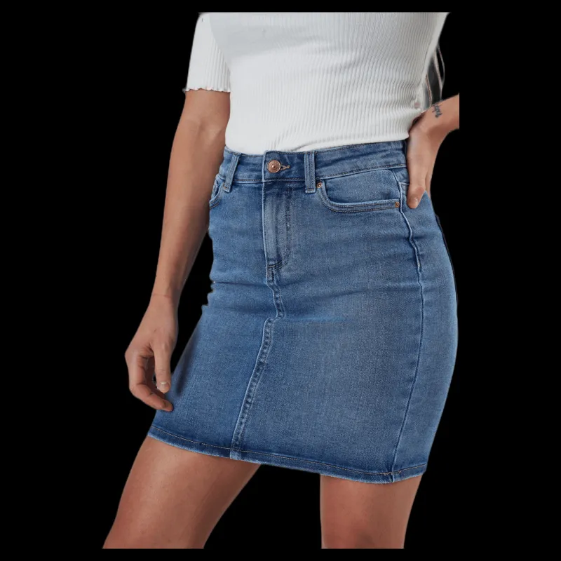 Pieces Lili Mw Denim Skirt Blue Blå Online